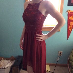 Red halter top dress